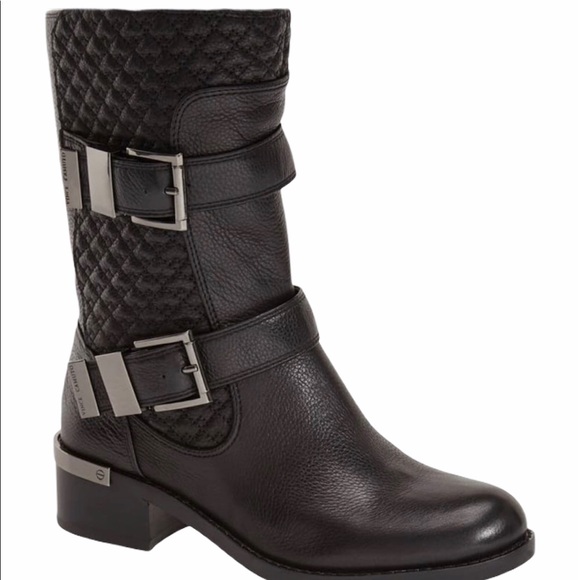 Vince Camuto black leather quilted moto bo… - Picture 6 of 12